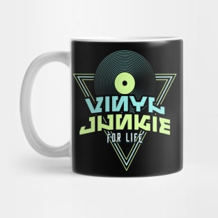 VINYL JUNKIE  - For Life (blue/lime) Mug